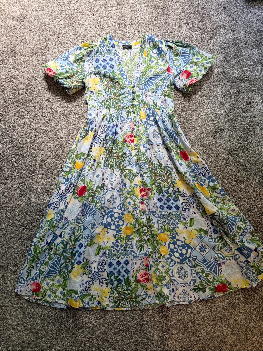 Nobody’s Child Floral Tile Print Midi Dress